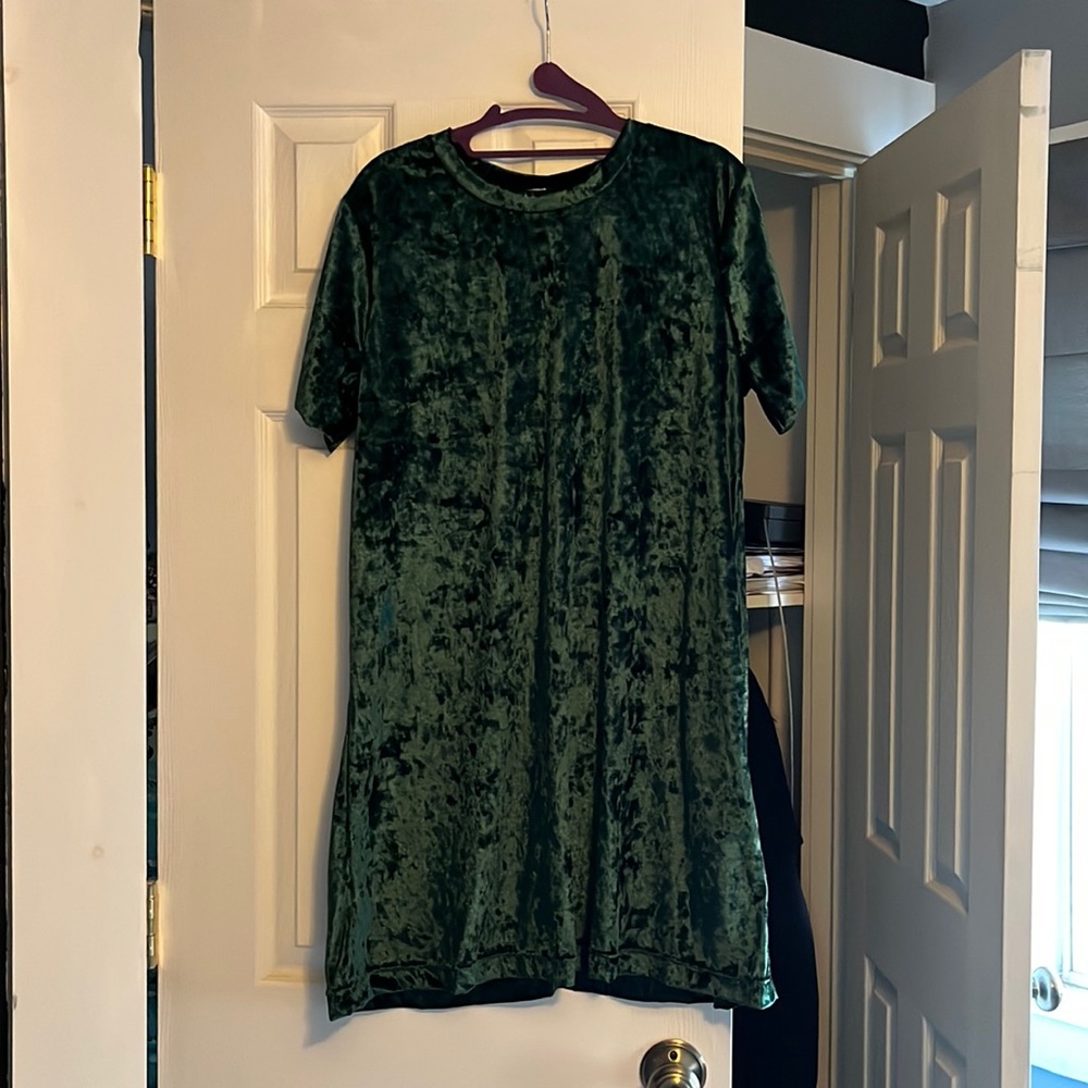 Dark Green Suade Christmas Dress